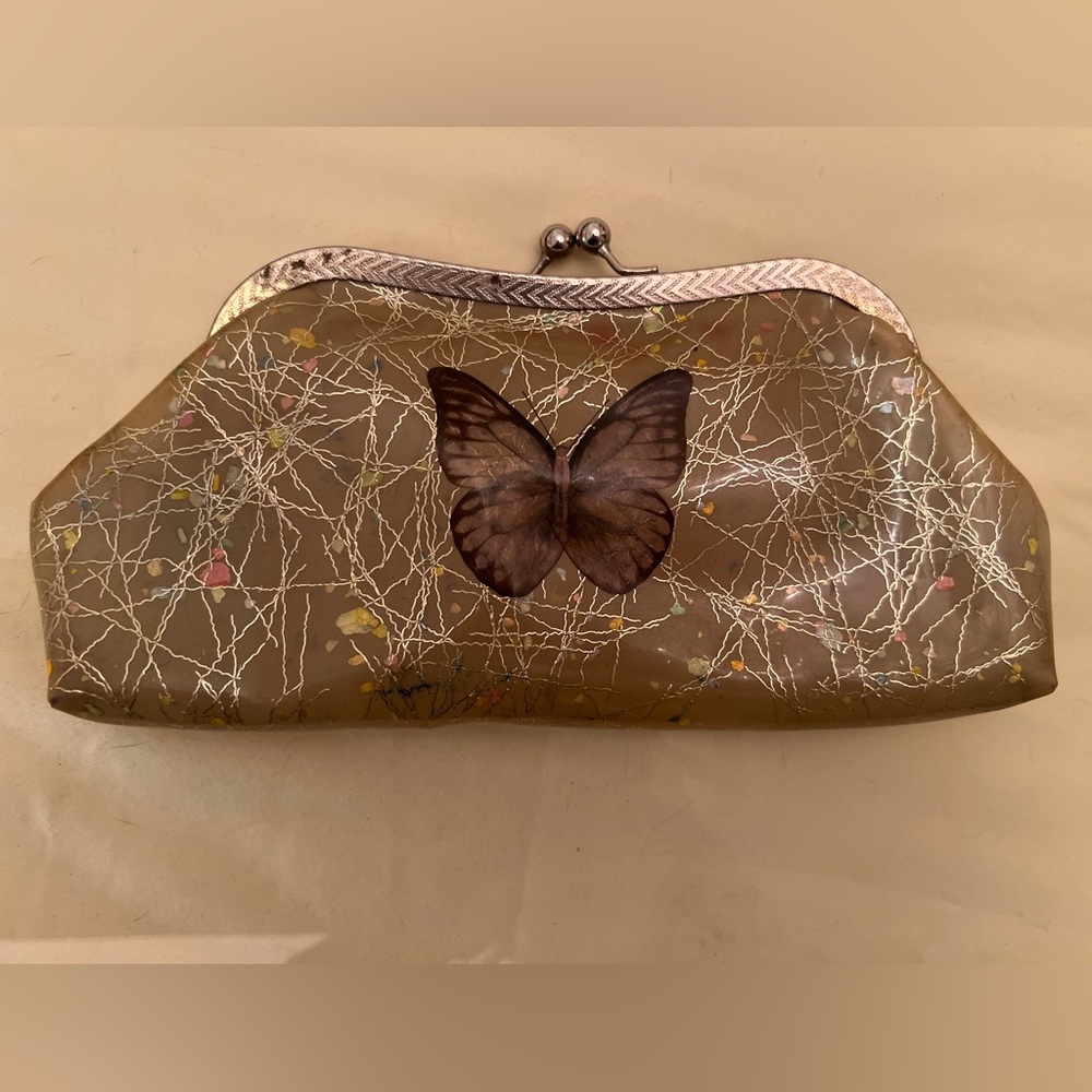 Vintage gold butterfly clutch